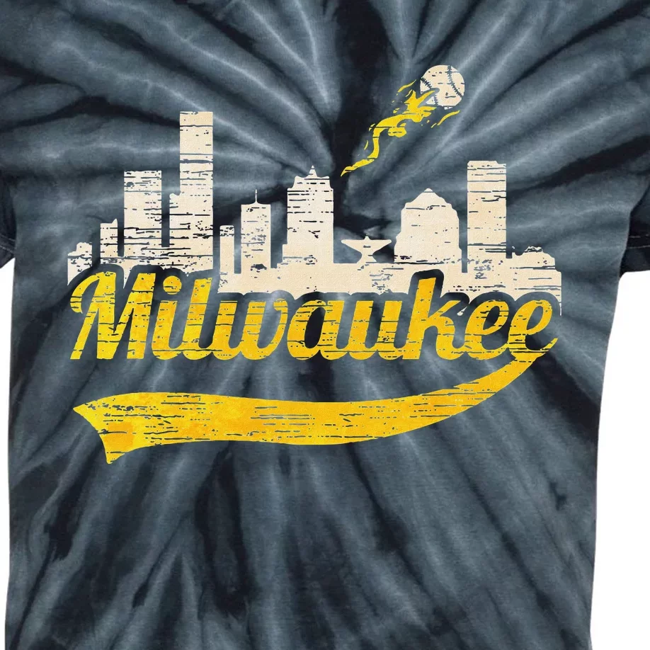 Milwaukee Baseball Home Run City Skyline Kids Tie-Dye T-Shirt