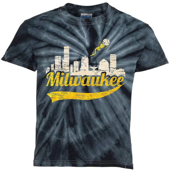 Milwaukee Baseball Home Run City Skyline Kids Tie-Dye T-Shirt