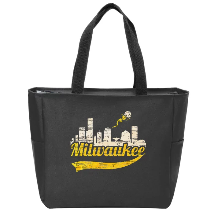 Milwaukee Baseball Home Run City Skyline Zip Tote Bag