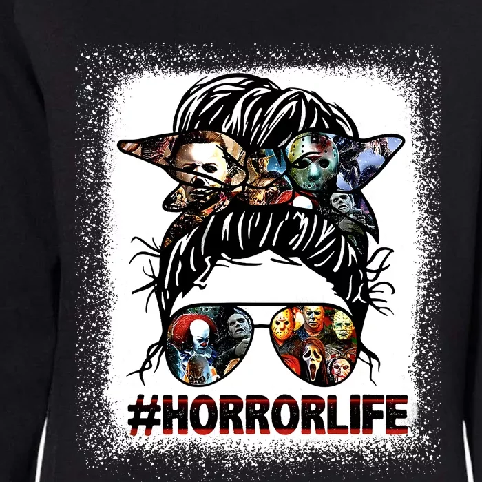 Messy Bun Horror Life Girl Vintage Halloween Womens California Wash Sweatshirt