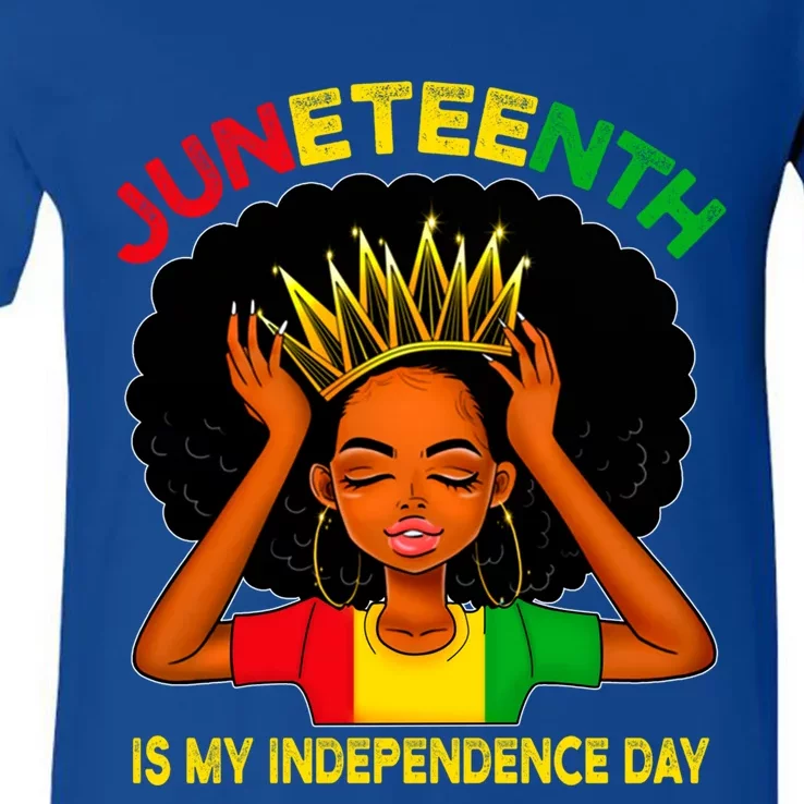 Melanin Black History Month Juneteenth Is My Independence Funny Gift V-Neck T-Shirt