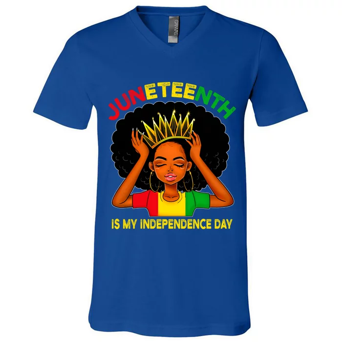 Melanin Black History Month Juneteenth Is My Independence Funny Gift V-Neck T-Shirt