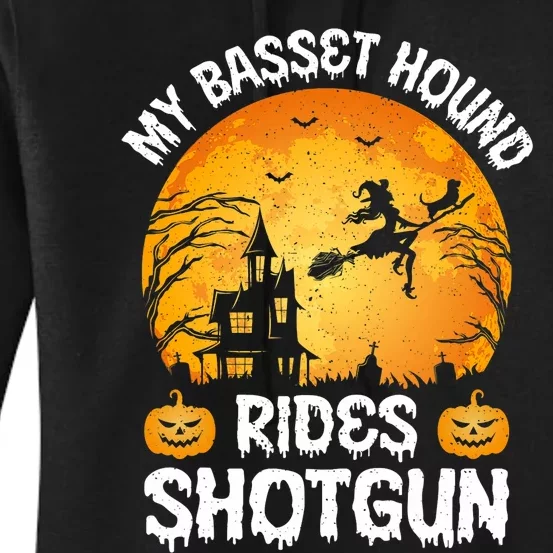 My Basset Hound Rides Shotgun Halloween Women's Pullover Hoodie