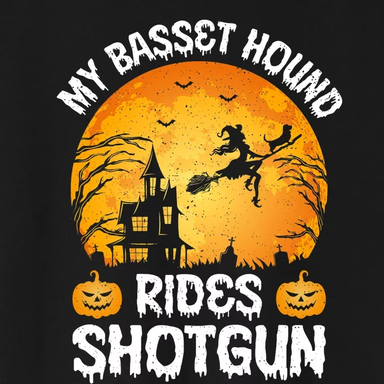 My Basset Hound Rides Shotgun Halloween Women's Crop Top Tee