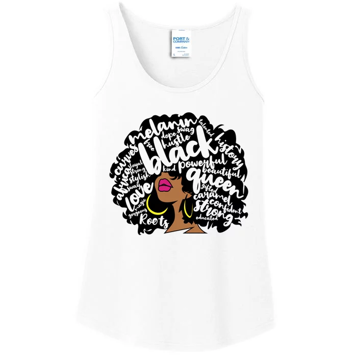 Melanin Black History Month October Afro Word Art Cool Gift Ladies Essential Tank