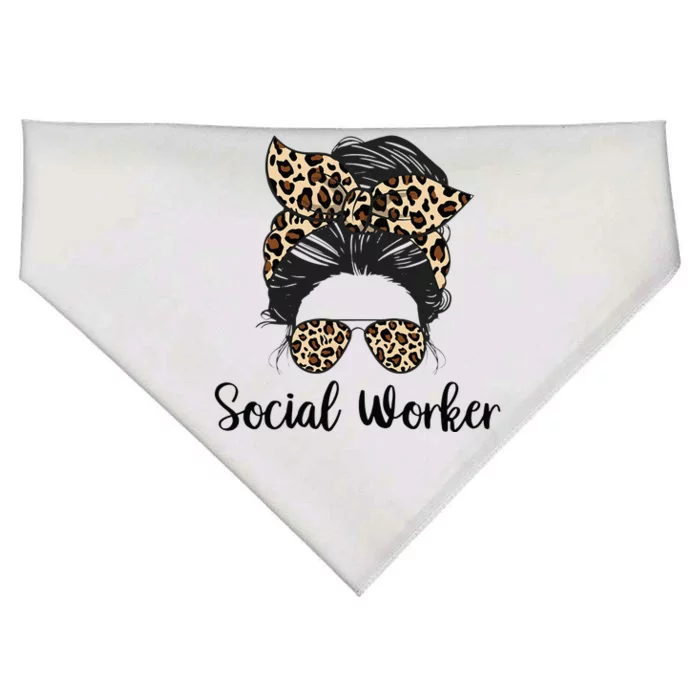 Messy Bun Hair With Sunglasses Social Worker USA-Made Doggie Bandana