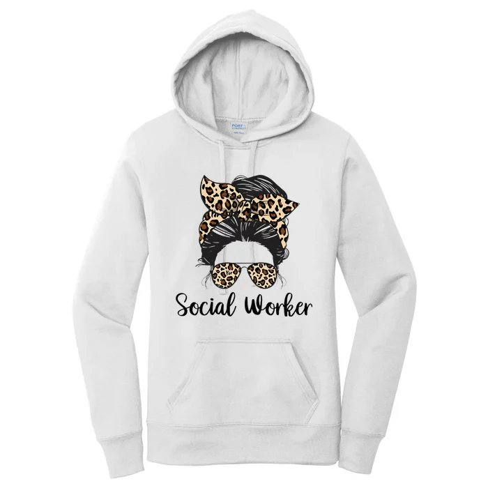 Messy Bun Hair With Sunglasses Social Worker Women's Pullover Hoodie