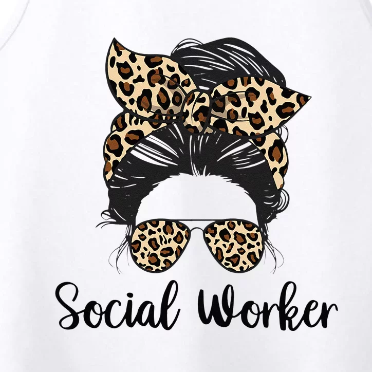 Messy Bun Hair With Sunglasses Social Worker Performance Tank