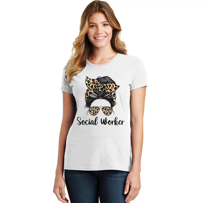 Messy Bun Hair With Sunglasses Social Worker Women's T-Shirt