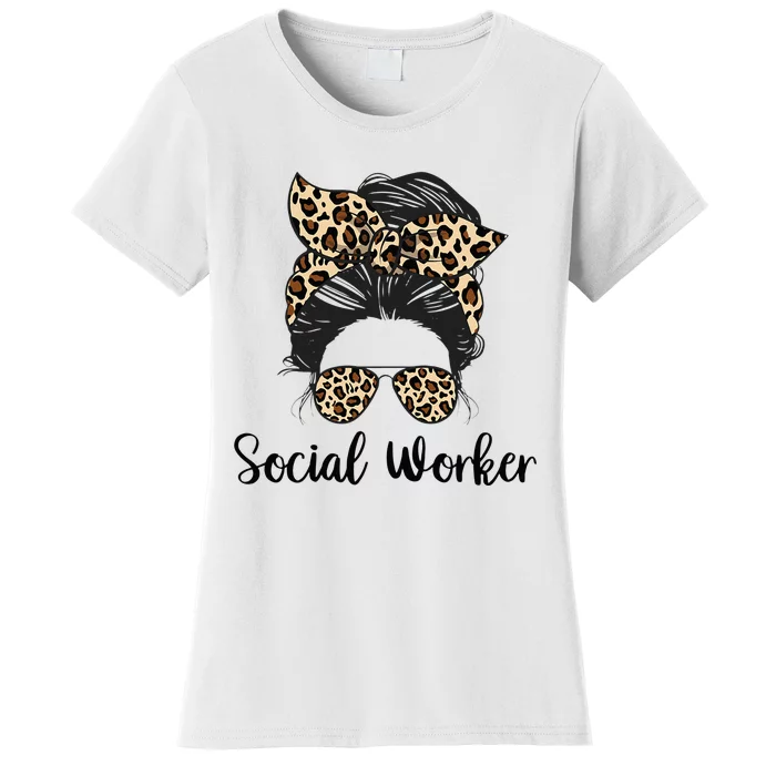 Messy Bun Hair With Sunglasses Social Worker Women's T-Shirt