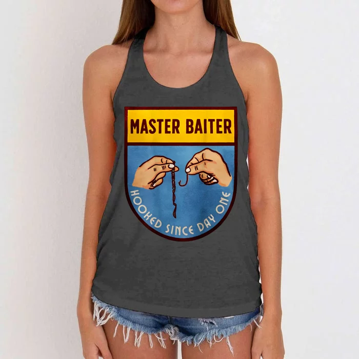 Master Baiter Hooked Since Day One Women's Knotted Racerback Tank