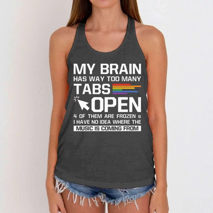 My Brain Has Way Too Many Tabs Open Software Developer Nerd Women's Knotted Racerback Tank