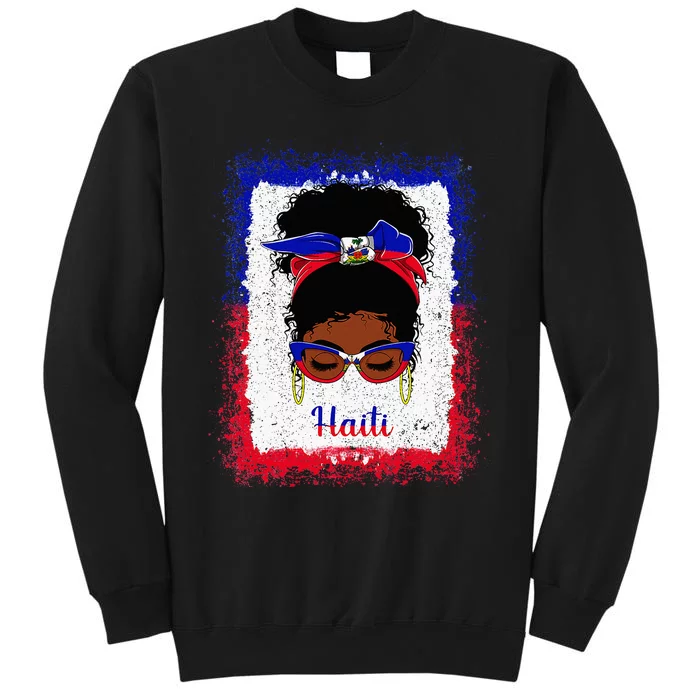 Messy Bun Haitian Haiti Flag Woman Girl Sweatshirt