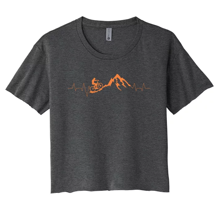 Mountain Bike Heartbeat Cute Bike Heartbeat Women's Crop Top Tee