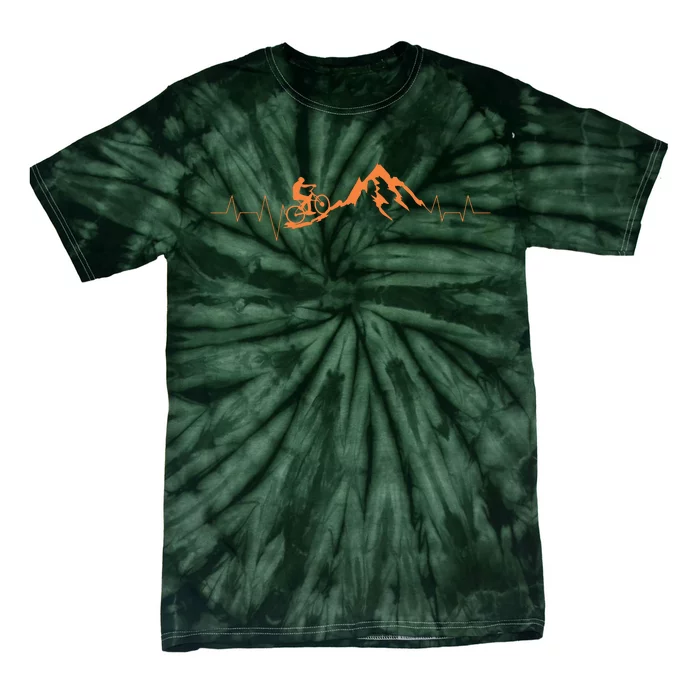 Mountain Bike Heartbeat Cute Bike Heartbeat Tie-Dye T-Shirt