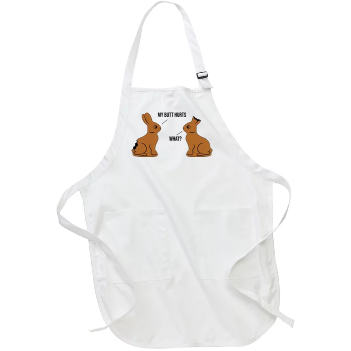 My Butt Hurts Chocolate Easter Bunny Funny Full-Length Apron With Pocket