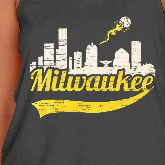 Milwaukee Baseball Home Run City Skyline Women's Knotted Racerback Tank