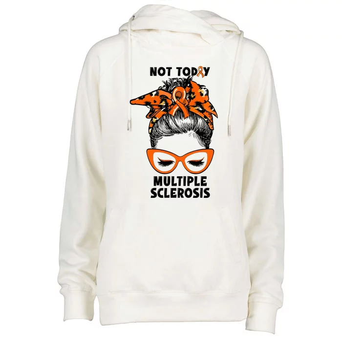 Messy Bun Hair Multiple Sclerosis Awareness Womens Funnel Neck Pullover Hood