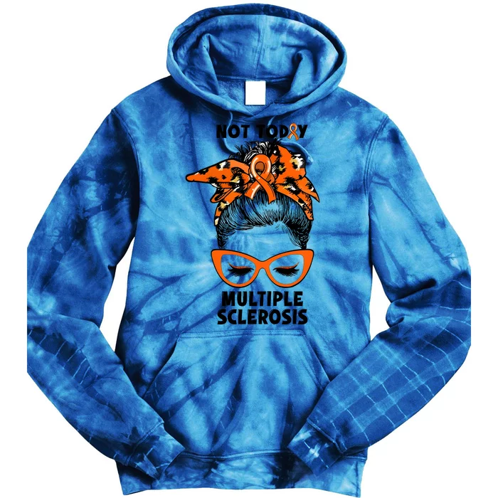 Messy Bun Hair Multiple Sclerosis Awareness Tie Dye Hoodie