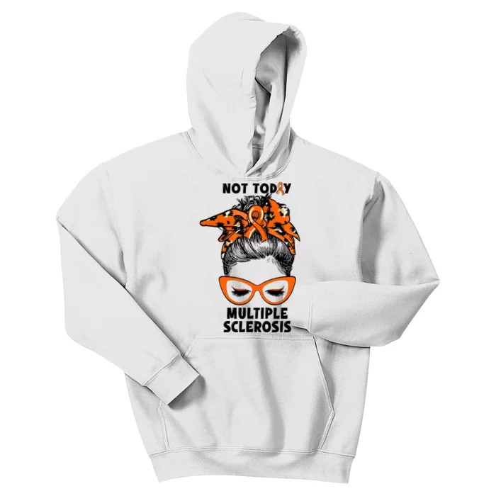 Messy Bun Hair Multiple Sclerosis Awareness Kids Hoodie