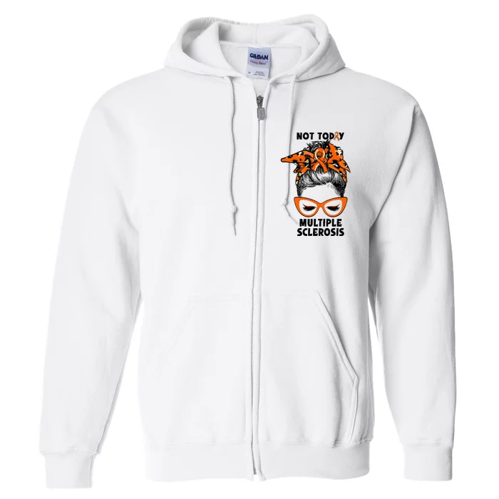 Messy Bun Hair Multiple Sclerosis Awareness Full Zip Hoodie