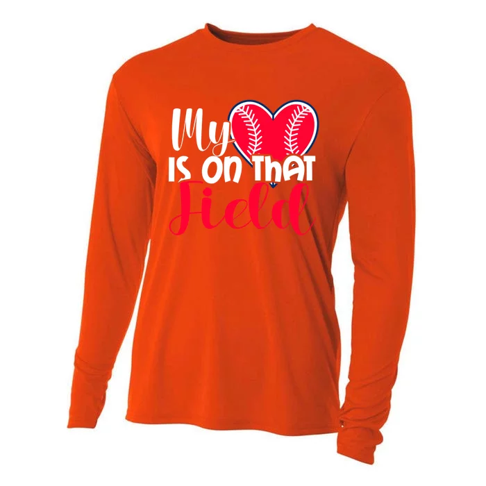 My Baseball Heart Is On That Field Gift Cooling Performance Long Sleeve Crew