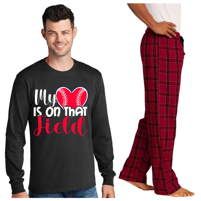 My Baseball Heart Is On That Field Gift Long Sleeve Pajama Set