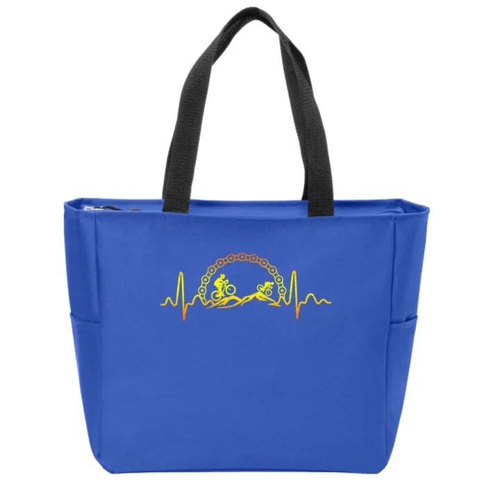 Mountain Bike Heartbeat Bicycle Cute Mountain Biking Funny Gift Zip Tote Bag