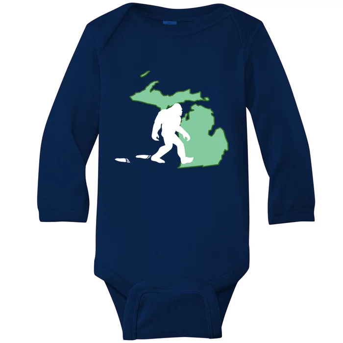 Michigan Bigfoot Hunter State Gift Baby Long Sleeve Bodysuit