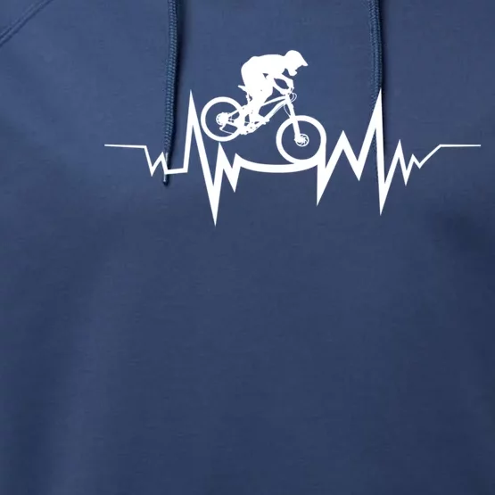 Mountain Bike Heartbeat Cool Quote For Bike Fans Gift Performance Fleece Hoodie