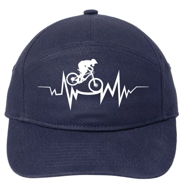 Mountain Bike Heartbeat Cool Quote For Bike Fans Gift 7-Panel Snapback Hat