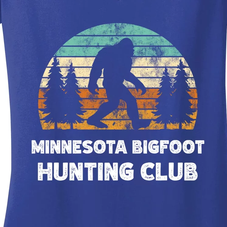 Minnesota Bigfoot Hunting Club Sasquatch Fan Gift Women's V-Neck T-Shirt