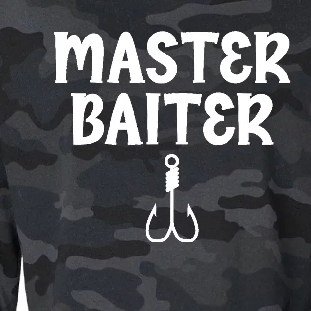 Master Baiter Humor Joke Tee for Fishing Lovers Cropped Pullover Crew