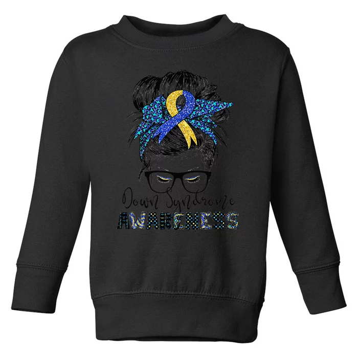 Messy Bun Hair Down Syndrome Awareness Mom Toddler Sweatshirt