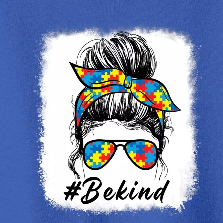 Messy Bun Hair Glasses Be Kind Autism Awareness Day Meaningful Gift Toddler T-Shirt