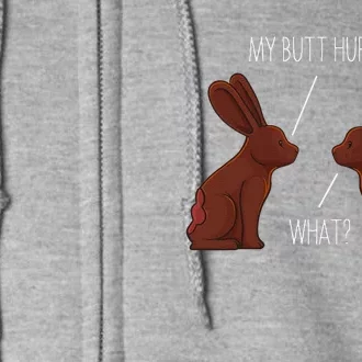 My Butt Hurts Chocolate Bunny Rabbit Easter Women Full Zip Hoodie