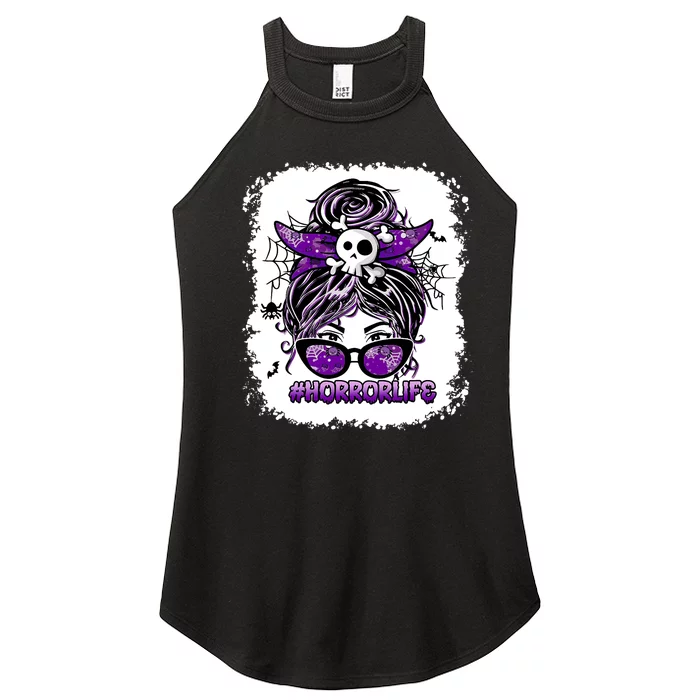 Messy Bun Horror Life Horror Movie Horror Mom Halloween Women’s Perfect Tri Rocker Tank