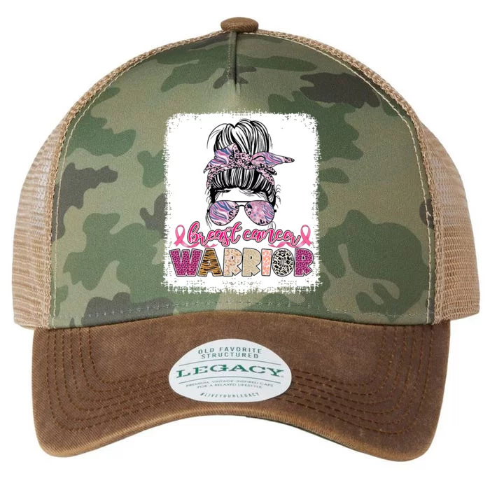 Messy Bun Hair Pink Ribbon Breast Cancer Awareness Legacy Tie Dye Trucker Hat