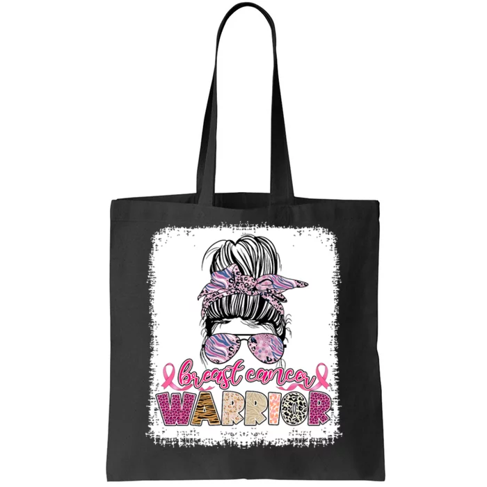 Messy Bun Hair Pink Ribbon Breast Cancer Awareness Tote Bag