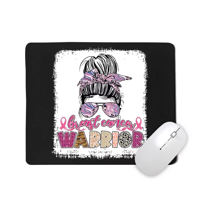 Messy Bun Hair Pink Ribbon Breast Cancer Awareness Mousepad