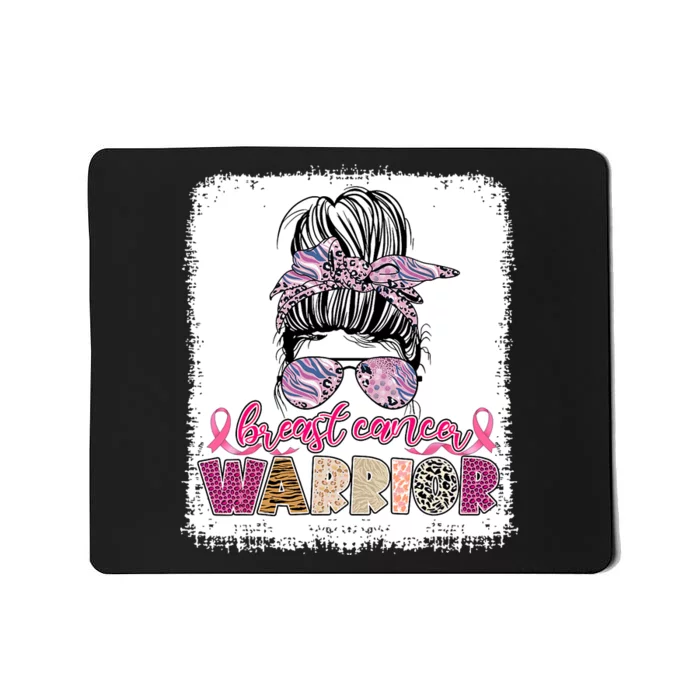 Messy Bun Hair Pink Ribbon Breast Cancer Awareness Mousepad