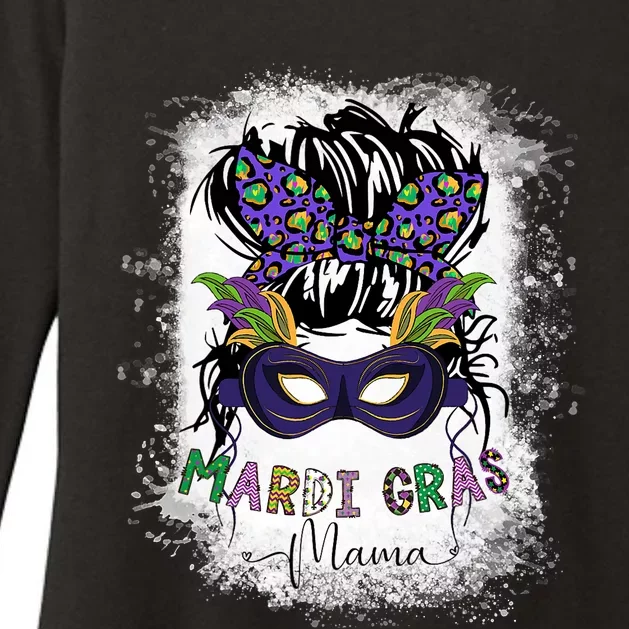 Messy Bun Hair Glasses New Orleans Carnival Mardi Gras Mama Womens CVC Long Sleeve Shirt