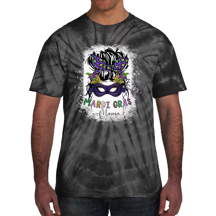 Messy Bun Hair Glasses New Orleans Carnival Mardi Gras Mama Tie-Dye T-Shirt