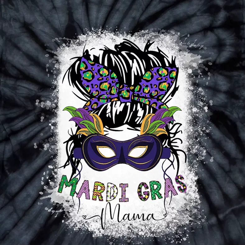 Messy Bun Hair Glasses New Orleans Carnival Mardi Gras Mama Tie-Dye T-Shirt