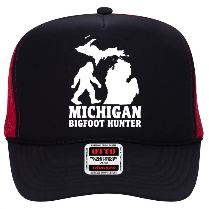 Michigan Bigfoot Hunter High Crown Mesh Trucker Hat