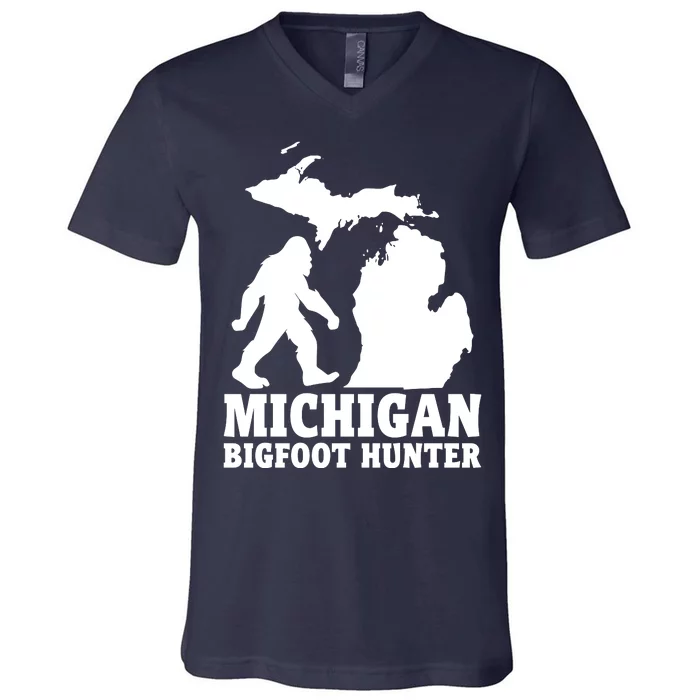 Michigan Bigfoot Hunter V-Neck T-Shirt