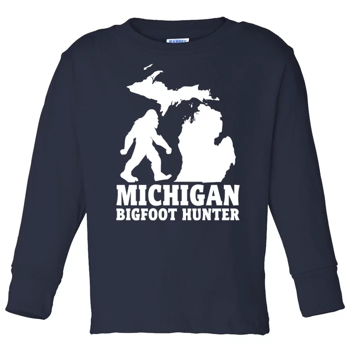 Michigan Bigfoot Hunter Toddler Long Sleeve Shirt