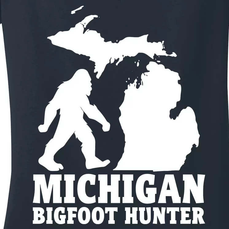 Michigan Bigfoot Hunter Women's V-Neck T-Shirt