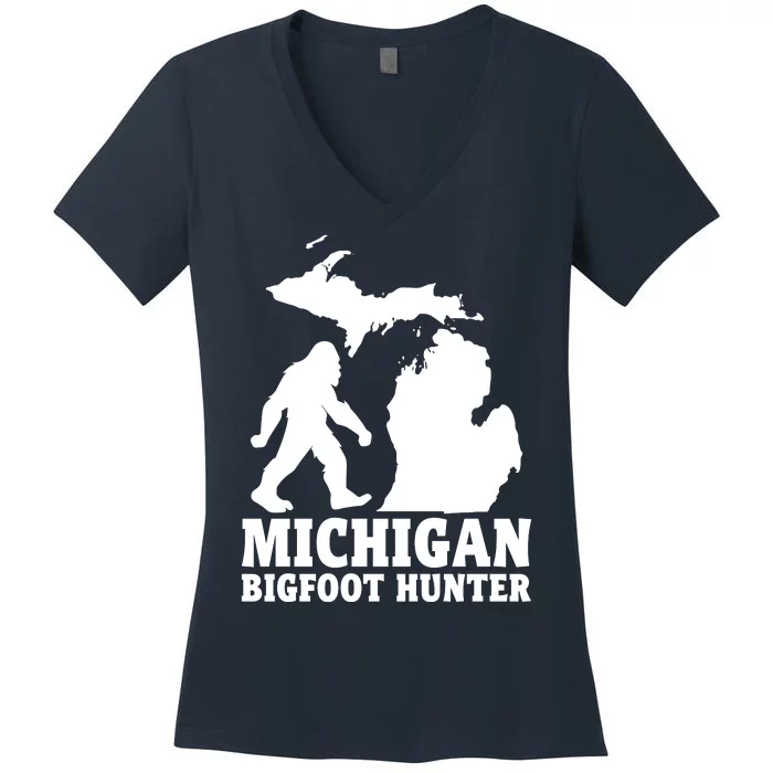 Michigan Bigfoot Hunter Women's V-Neck T-Shirt