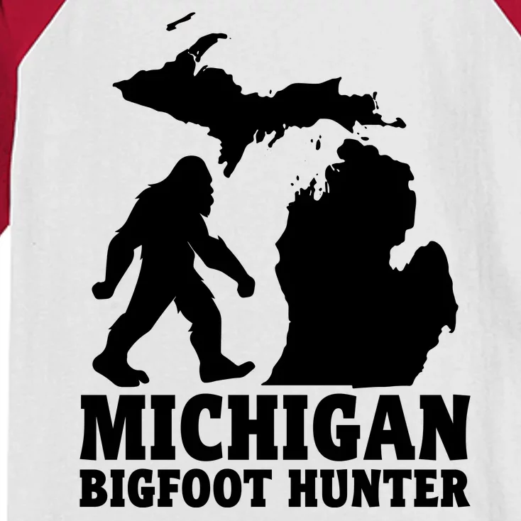 Michigan Bigfoot Hunter Kids Colorblock Raglan Jersey